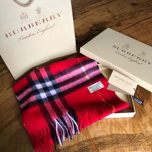 Authentic Burberry cashmere scarf red black ❣️❣️